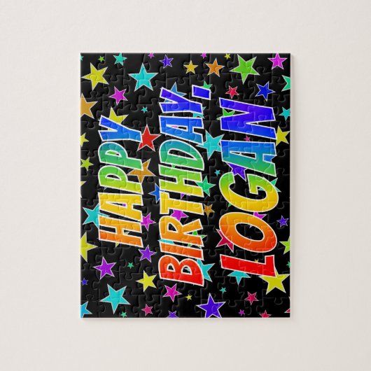"LOGAN" First Name, Fun "HAPPY BIRTHDAY" Puzzle (Vertikal)