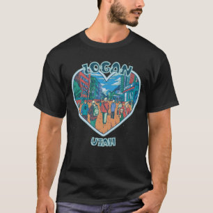 Logan in Utah Reise Souvenir Herzen T-Shirt