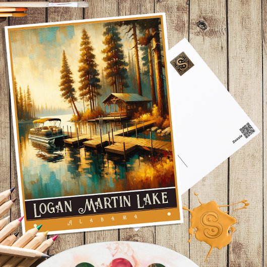 Logan Martin Lake, Alabama | Vintage Malerei Postkarte
