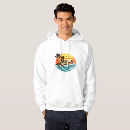 Logan Retro-Sonnenuntergangs-Name-Design Hoodie (Vorne ganz)