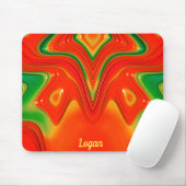 LOGAN ~ Rotes Grün und Gelb-Design Mousepad (Mit Mouse)