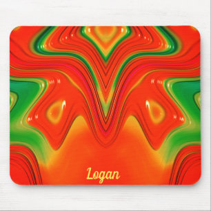 LOGAN ~ Rotes Grün und Gelb-Design Mousepad