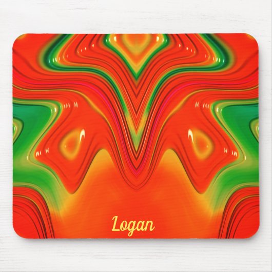 LOGAN ~ Rotes Grün und Gelb-Design Mousepad (Vorne)
