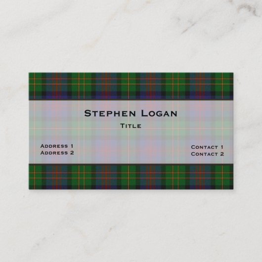 Logan Tartan Kariert Custom Visitenkarte (Vorderseite)