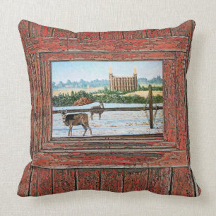 Logan-Tempel-Ölgemälde, roter Ton, Kissen