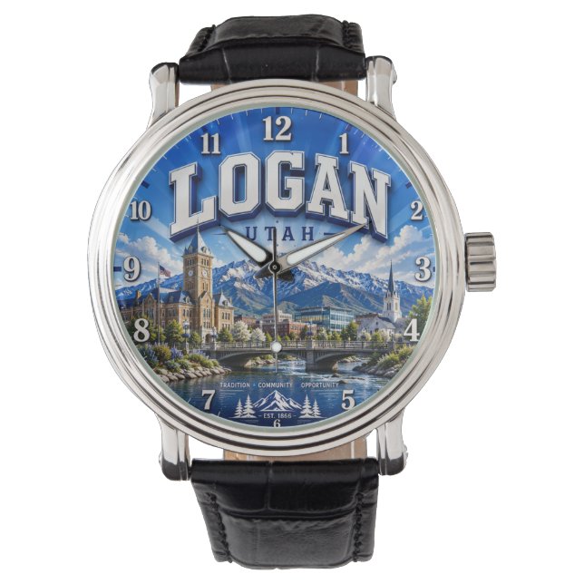 Logan Utah Mountain Armbanduhr (Vorderseite)