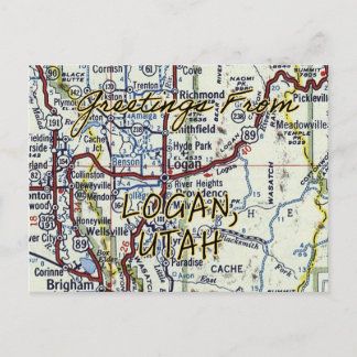 Logan Utah Vintag Map Postkarte