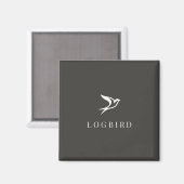 LOGBIRD — Quadratischer Magnet (Vorderseite/Rückseite)