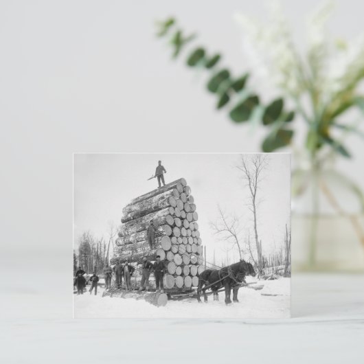 Logger am Arbeitsplatz, 1890 Postkarte (Stehend Vorderseite)