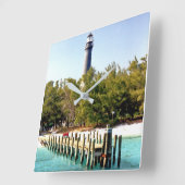 Loggerhead Key Lighthouse, Dry Tortugas Florida Quadratische Wanduhr (Winkel)