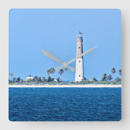Loggerhead Key Lighthouse, Dry Tortugas Florida Quadratische Wanduhr (Vorderseite)