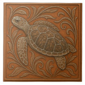 Loggerhead-Meeresschildkröte - Keramik Fliese (Vorderseite)