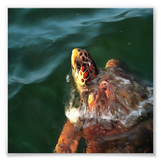 Loggerhead Sea Turtle Artistic Portrait Fotodruck (Vorne)
