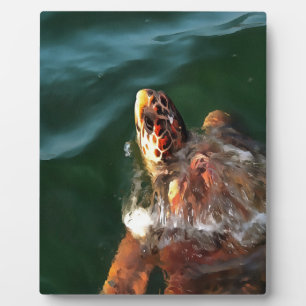 Loggerhead Sea Turtle Artistic Portrait Fotoplatte