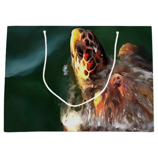 Loggerhead Sea Turtle Artistic Portrait Große Geschenktüte (Vorderseite)