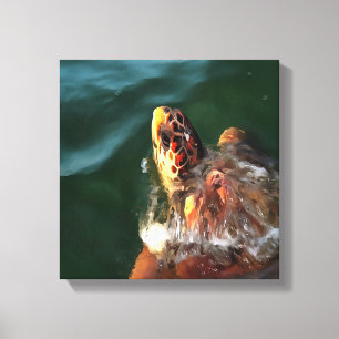 Loggerhead Sea Turtle Artistic Portrait Leinwanddruck