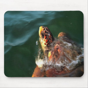 Loggerhead Sea Turtle Artistic Portrait Mousepad