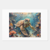 Loggerhead sea turtle diving in reef - Decoupage Geschenkpapier Set (Vorderseite 2)