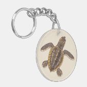 Loggerhead Sea Turtle Hatchling Keychain Schlüsselanhänger (Vorderseite links)