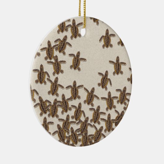 Loggerhead Sea Turtle Hatchlings Keramik Ornament (Rechts)