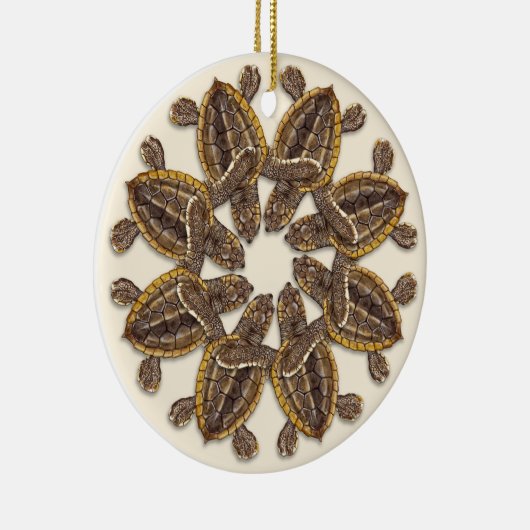 Loggerhead Sea Turtle Hatchlings Keramik Ornament (Rechts)