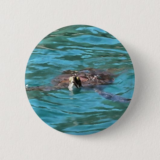Loggerhead Sea Turtle Wildlife Art Button (Vorderseite)