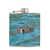 Loggerhead Sea Turtle Wildlife Art Flachmann (Vorderseite)