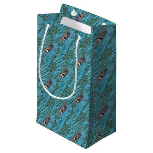 Loggerhead Sea Turtle Wildlife Art Kleine Geschenktüte (Vorderseite Schrägansicht)