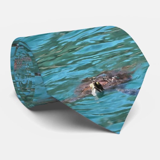 Loggerhead Sea Turtle Wildlife Art Krawatte (Gerollt)