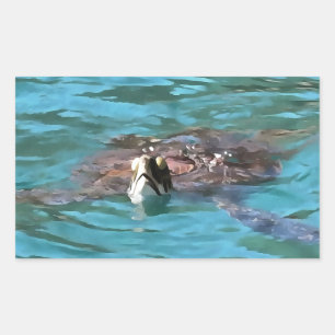 Loggerhead Sea Turtle Wildlife Art Rechteckiger Aufkleber