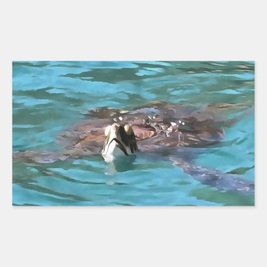 Loggerhead Sea Turtle Wildlife Art Rechteckiger Aufkleber (Vorderseite)