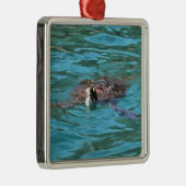 Loggerhead Sea Turtle Wildlife Art Silbernes Ornament (Rechts)