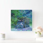 Logging Truck Lumber Haulage Wall Clock Quadratische Wanduhr (Zuhause)