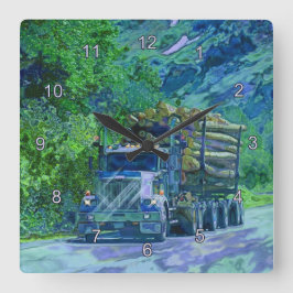 Logging Truck Lumber Haulage Wall Clock Quadratische Wanduhr