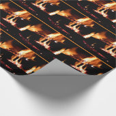 Loggt sich in der Feuer-Feuer-Fotografie ein Geschenkpapier (Ecke)