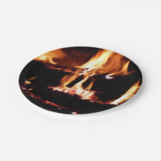 Loggt sich in der Feuer-Feuer-Fotografie ein Pappteller (Schrägansicht)