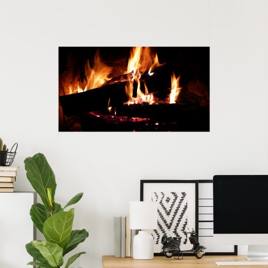 Loggt sich in der Feuer-Feuer-Fotografie ein Poster (Heimbüro)