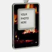 Loggt sich in der Feuer-Feuer-Fotografie ein Rahmen-Ornament Silber (Rechts)