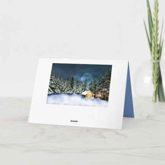 Loghütte Weihnachtszeit Feiertagskarte (Rückseite)