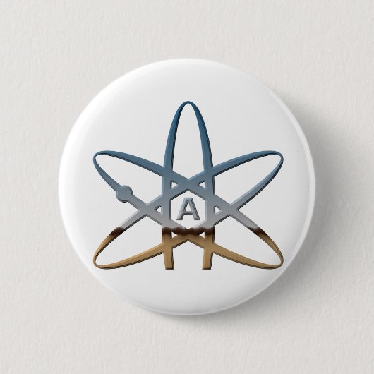 Logidea atheistisches Atomsymbol Button (Vorderseite)