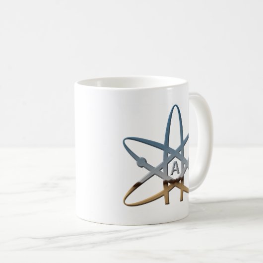 Logidea atheistisches Atomsymbol Kaffeetasse (VorderseiteRechts)