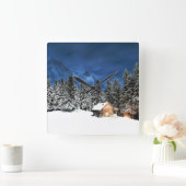 Login-Bergsicht Quadratische Wanduhr (Zuhause)