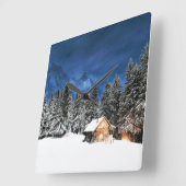 Login-Bergsicht Quadratische Wanduhr (Winkel)