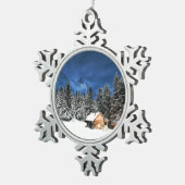 Login-Bergsicht Schneeflocken Zinn-Ornament (Rechts)