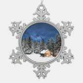 Login-Bergsicht Schneeflocken Zinn-Ornament (Vorderseite)