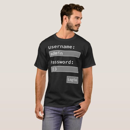 Login Form, Username Admin Password 123, Software  T-Shirt (Vorne ganz)