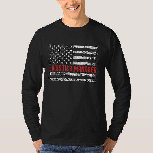 Logistics Manager USA Flag Profession Retro Job Ti T-Shirt (Vorderseite)