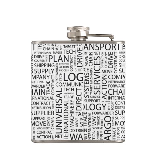 LOGISTIK kopieren mit Wörtern Flachmann (Rückseite)