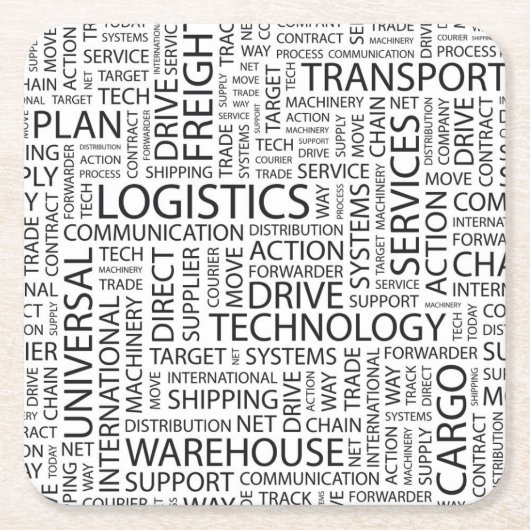 LOGISTIK kopieren mit Wörtern Rechteckiger Pappuntersetzer (Vorderseite)