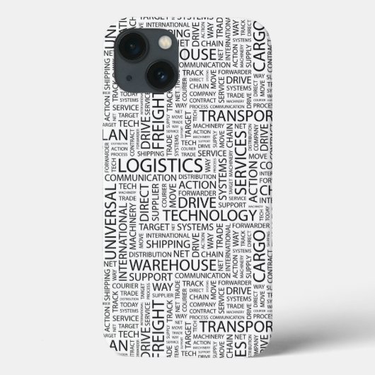 LOGISTIK Muster mit Wörtern Case-Mate iPhone Hülle (Rückseite)